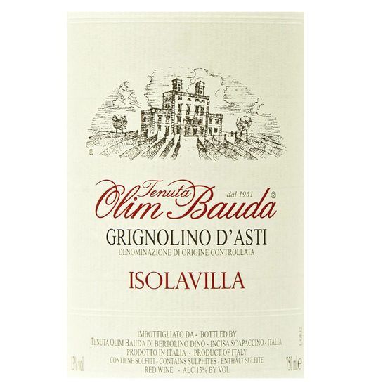 Tenuta Olim Bauda Grignolino D'Asti DOC "Isolavilla" Label