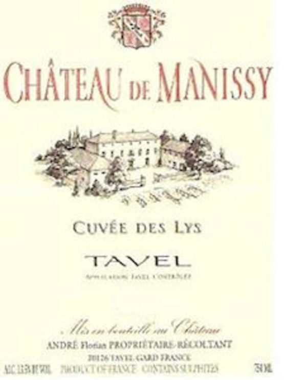 Chateau de Manissy Tavel Rose Cuvee Les Lys Label
