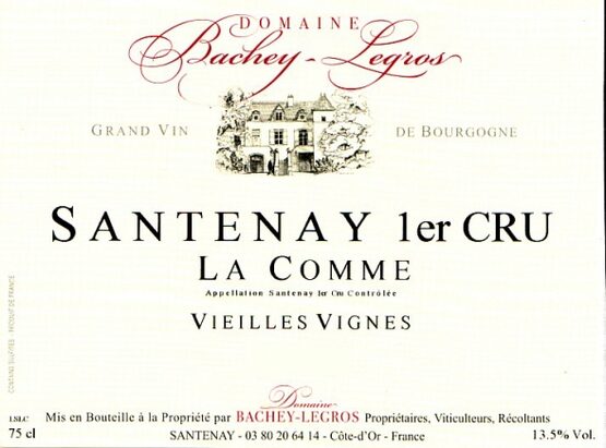 Domaine Bachey-Legros Santenay Premier Cru La Comme Vieilles Vignes