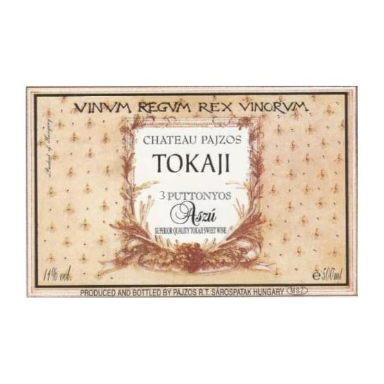 Chateau Pajzos Tokaji Aszu 3 Puttonyos Label