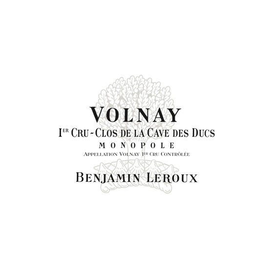 Benjamin Leroux Volnay Premier Cru Clos de Caves Des Ducs Monopole Label
