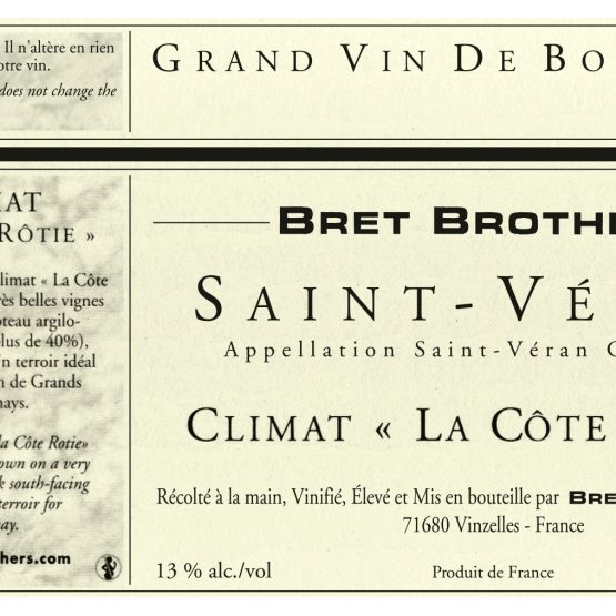 Bret Brothers & La Soufrandière Saint Veran la Cote Rotie Label