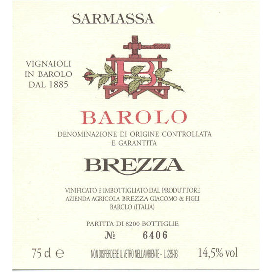 Giacomo Brezza Barolo Sarmassa Label