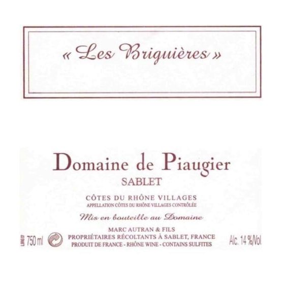 Domaine de Piaugier Côtes du Rhône Villages Sablet Les Briguieres