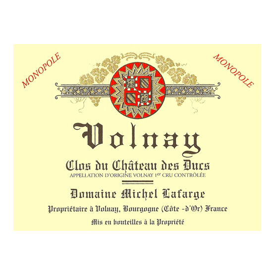 Domaine Michel Lafarge Volnay Premier Cru Clos du Château des Ducs Monopole