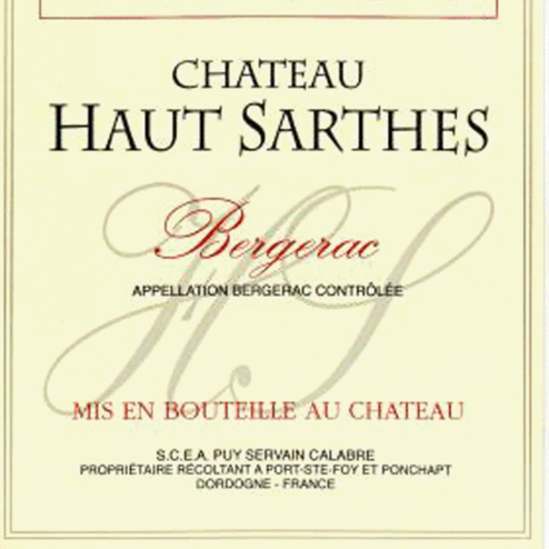 Chateau Haut-Sarthes Bergerac Rose Label