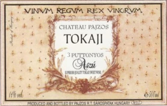 Chateau Pajzos Tokaji Aszu 3 Puttonyos Label